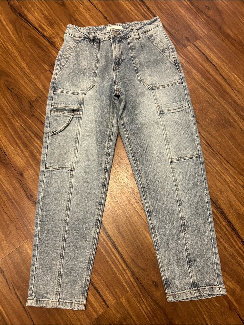 Habitual Light Wash Cargo Barrel Jeans 0/25 Curved Silhouette